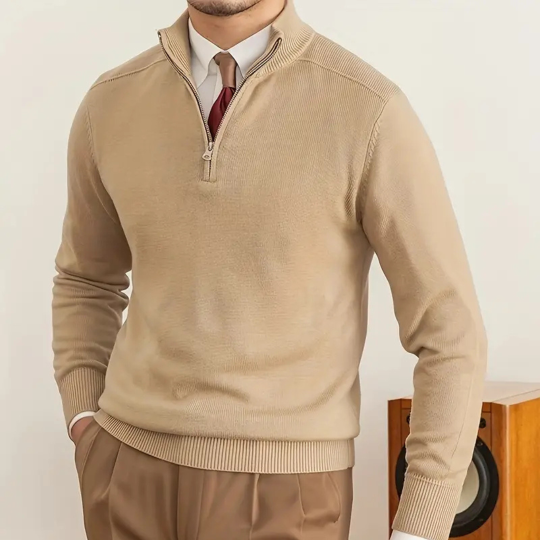 ByCastello | Baumwoll-Half-Zip-Pullover