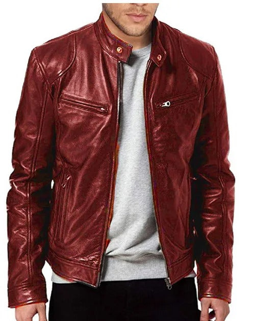 Herren Lederjacke Stilvoll Bequem Warm
