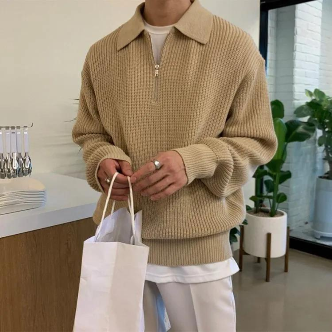 Cesare | Pullover mit halbem Reißverschluss