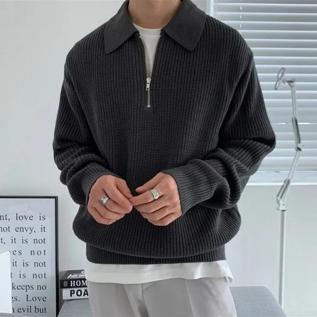 Cesare | Pullover mit halbem Reißverschluss