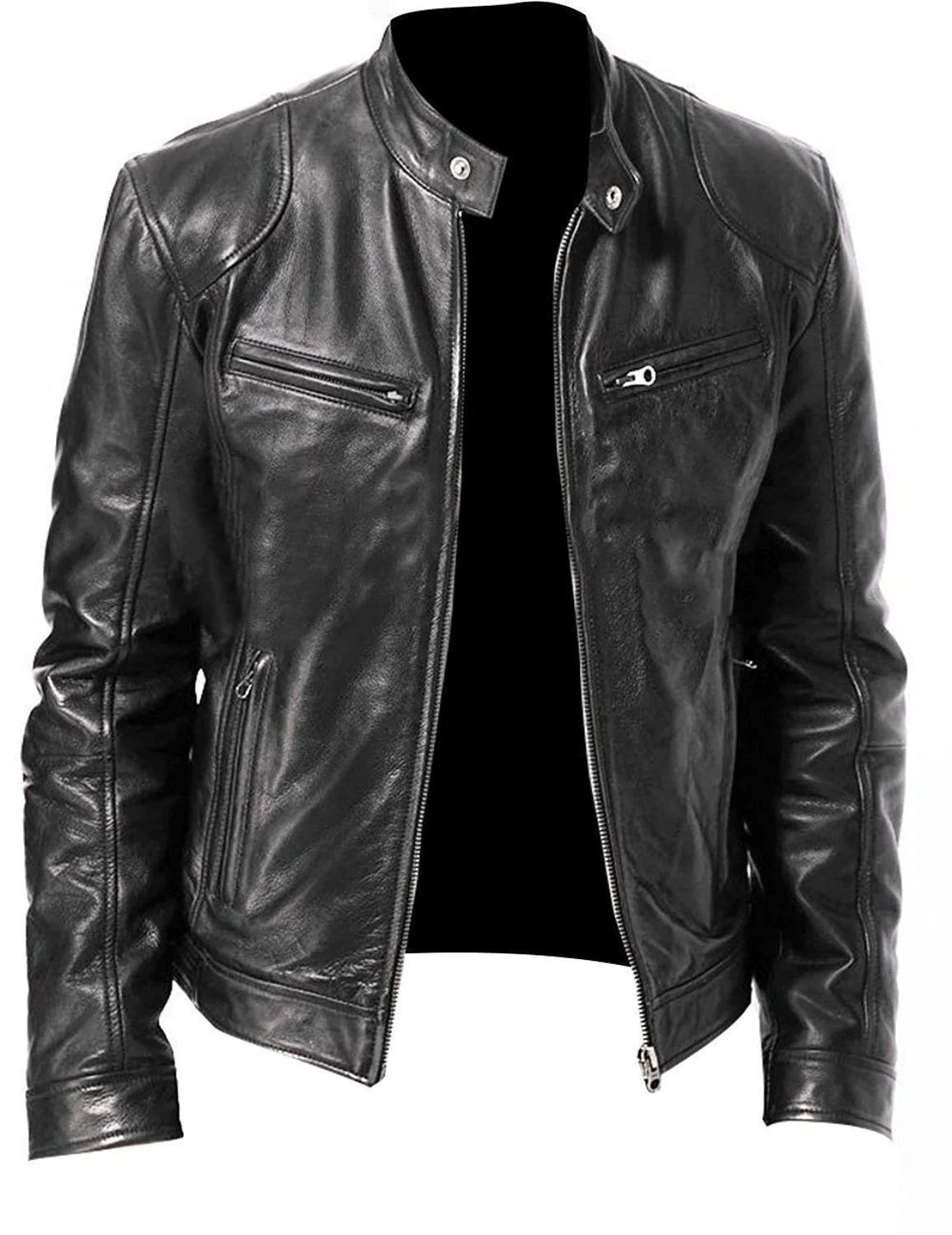 Herren Lederjacke Stilvoll Bequem Warm