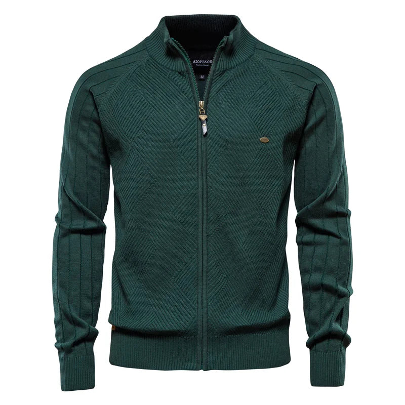 Herren Strickjacke | 100% Baumwolle, Argyle-Muster, Wintermode