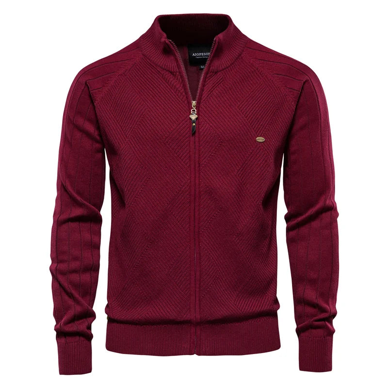 Herren Strickjacke | 100% Baumwolle, Argyle-Muster, Wintermode