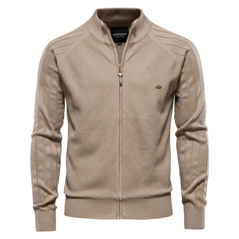 Herren Strickjacke | 100% Baumwolle, Argyle-Muster, Wintermode