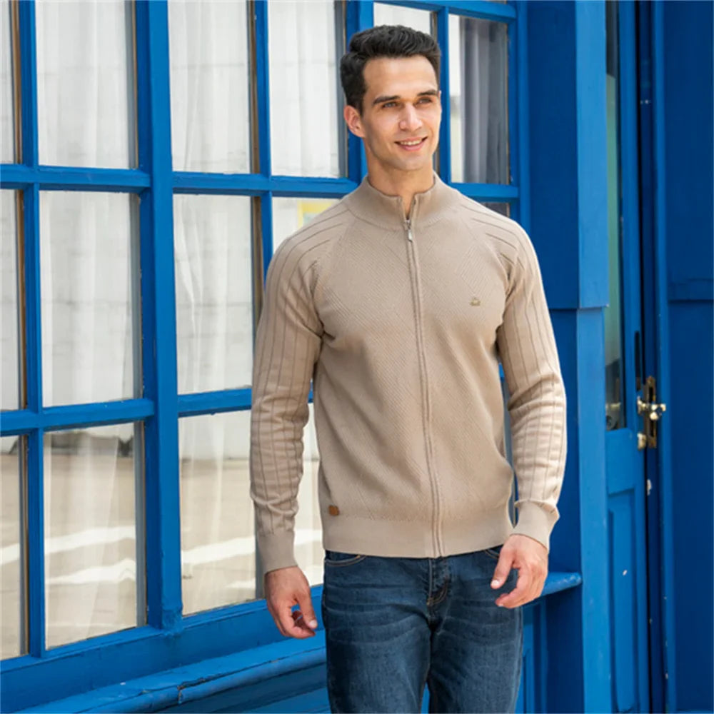 Herren Strickjacke | 100% Baumwolle, Argyle-Muster, Wintermode