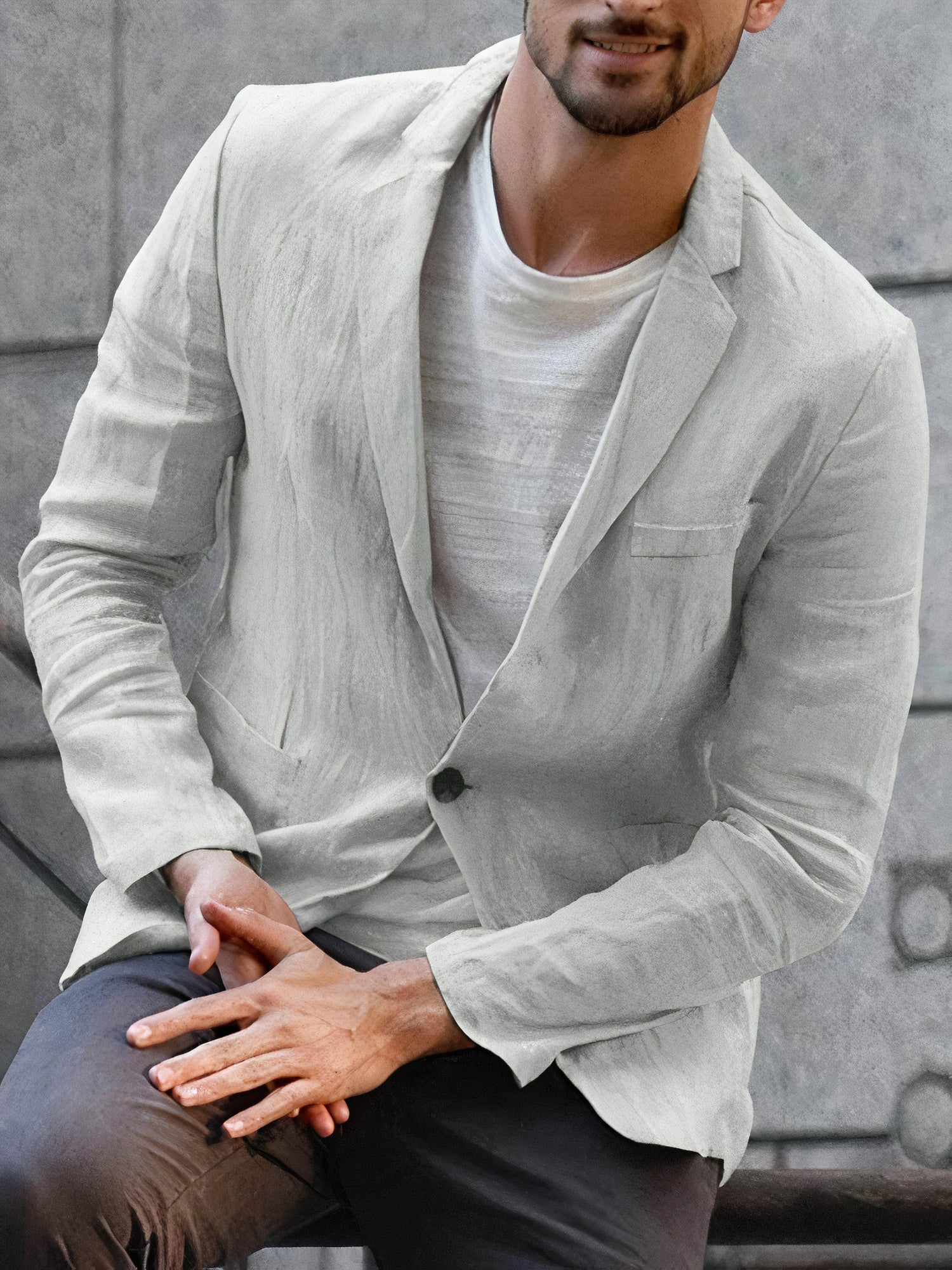 Herren Leinenjacke Moderner Stil