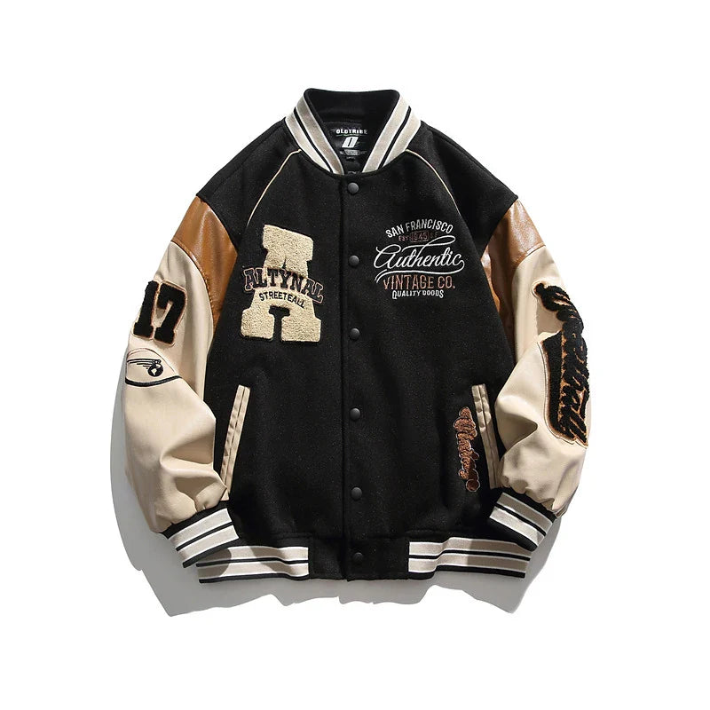 Bastian College Herrenjacke | Winddichtes Splicing-Design, Casual