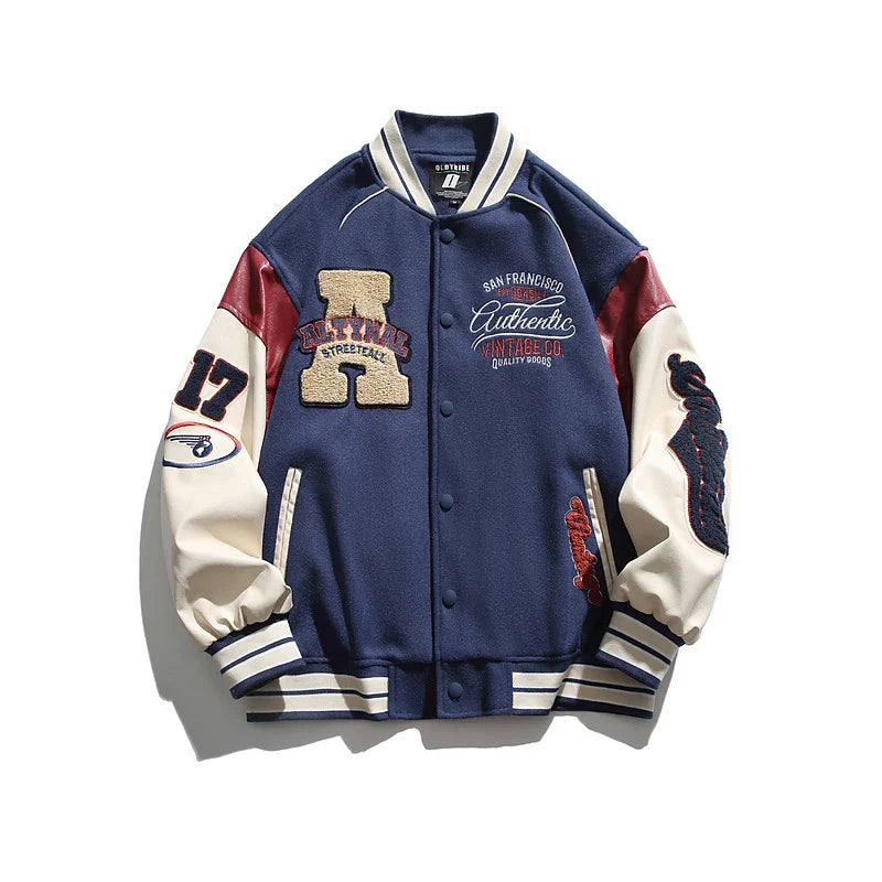 Bastian College Herrenjacke | Winddichtes Splicing-Design, Casual