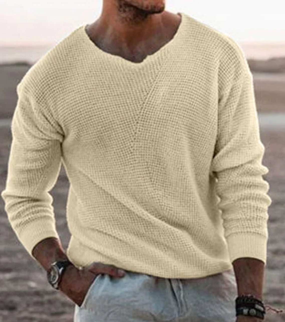 Herren Gestrickter V-Ausschnitt Pullover | Stilvoll & Atmungsaktiv