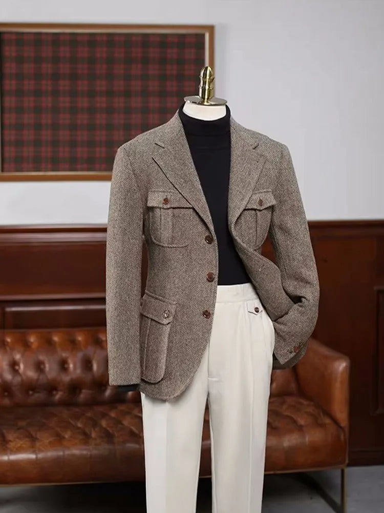 Boris Herren Slim Fit Blazer | Hochwertiger Polyester, Einreiher mit Mehrfach-Taschen