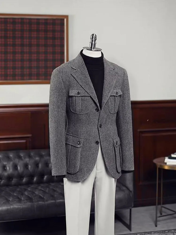 Boris Herren Slim Fit Blazer | Hochwertiger Polyester, Einreiher mit Mehrfach-Taschen