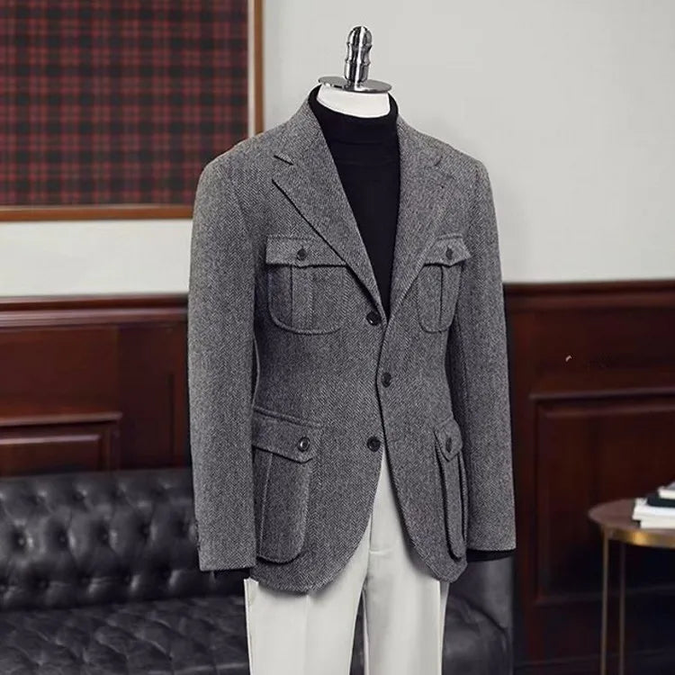 Boris Herren Slim Fit Blazer | Hochwertiger Polyester, Einreiher mit Mehrfach-Taschen