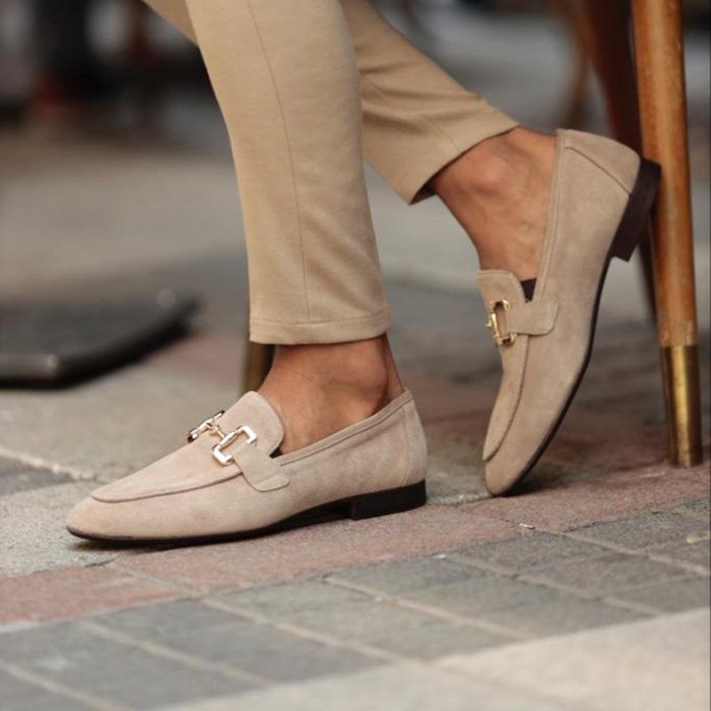 Herren Wildleder Slipper mit Pferdebit-Detail