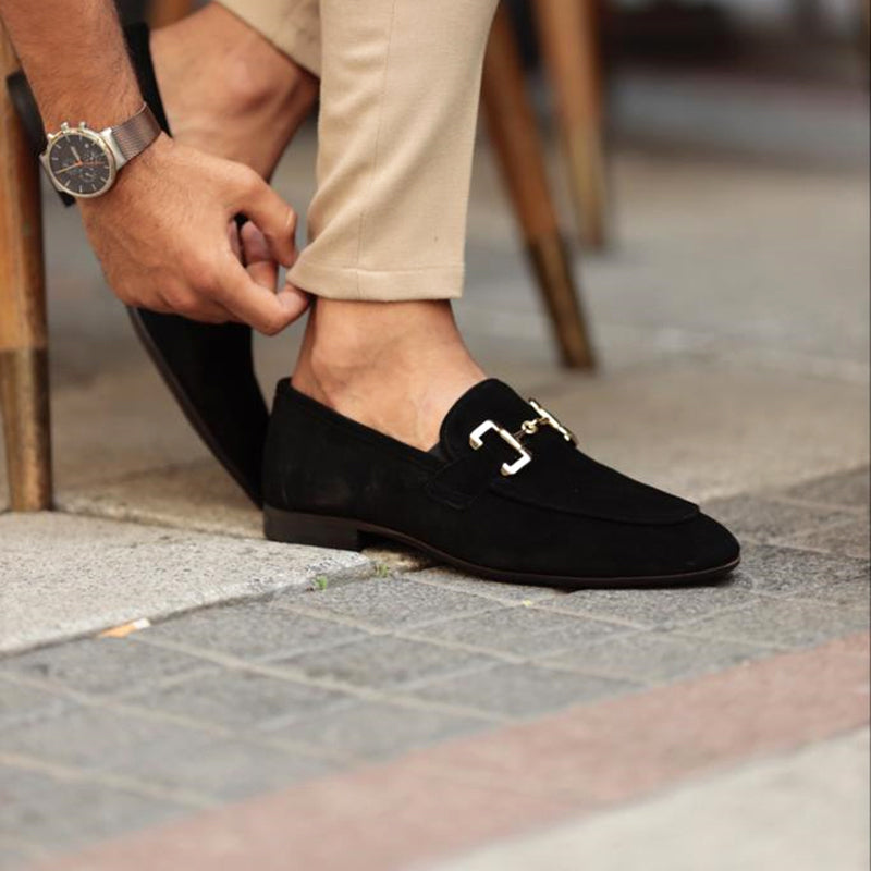 Herren Wildleder Slipper mit Pferdebit-Detail