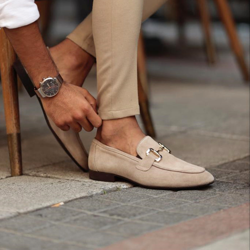 Herren Wildleder Slipper mit Pferdebit-Detail