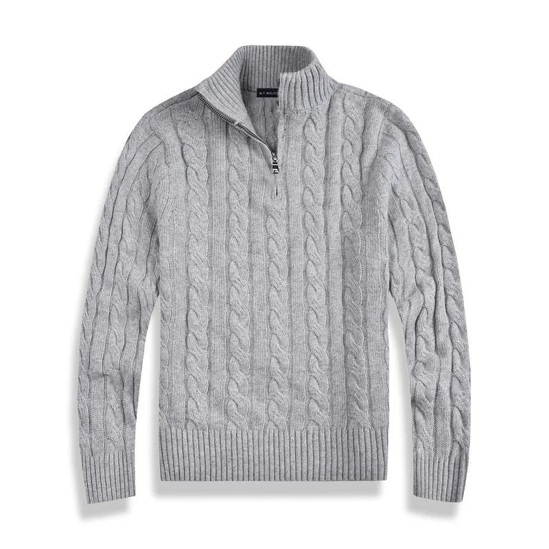 Baumwolle Halb-Zip Winterpullover Herren
