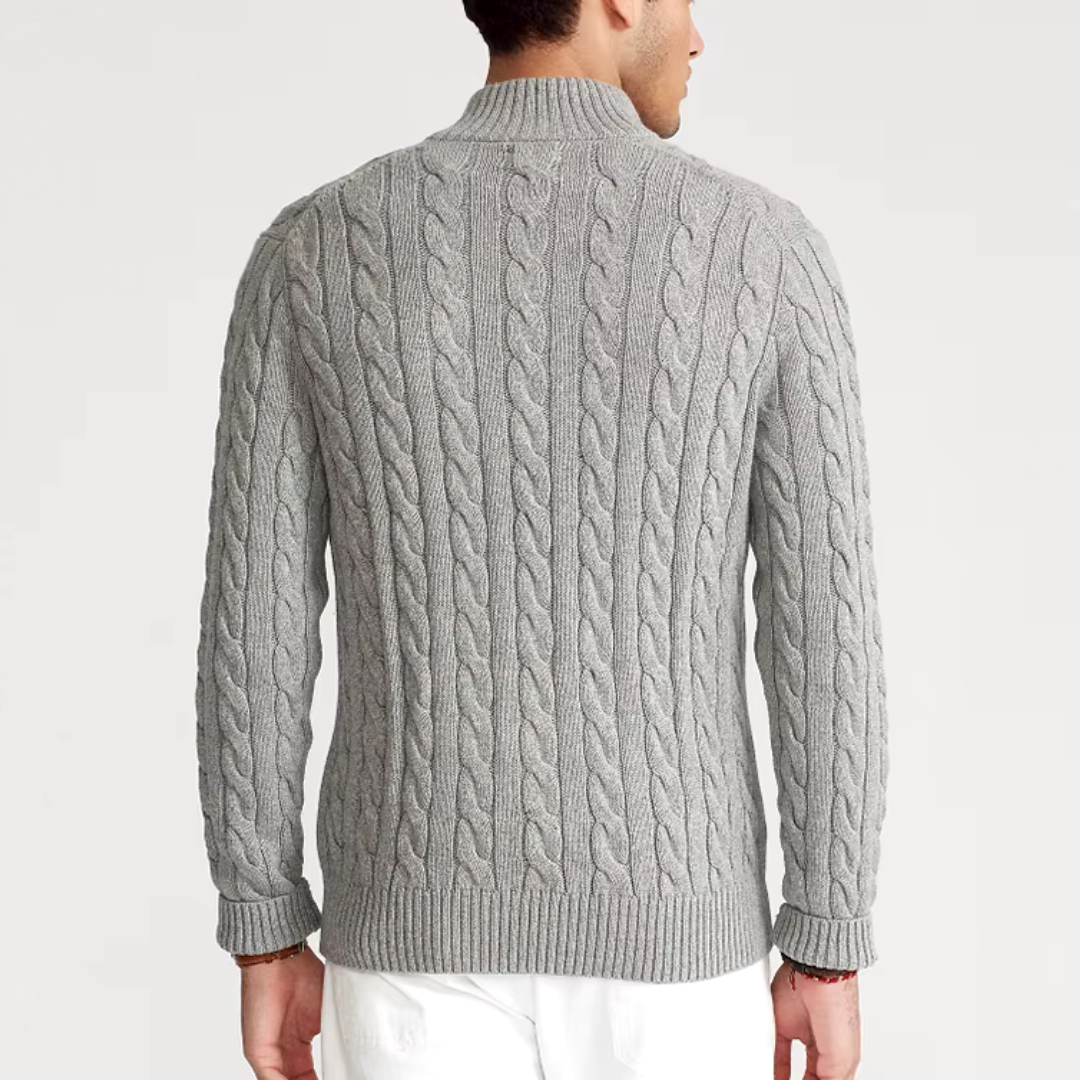 Baumwolle Halb-Zip Winterpullover Herren