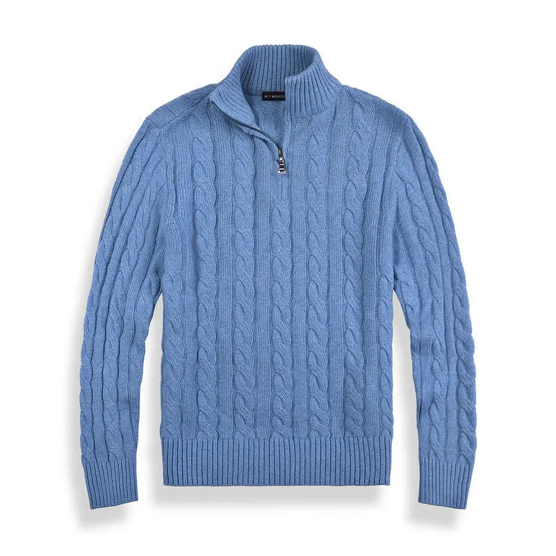 Baumwolle Halb-Zip Winterpullover Herren