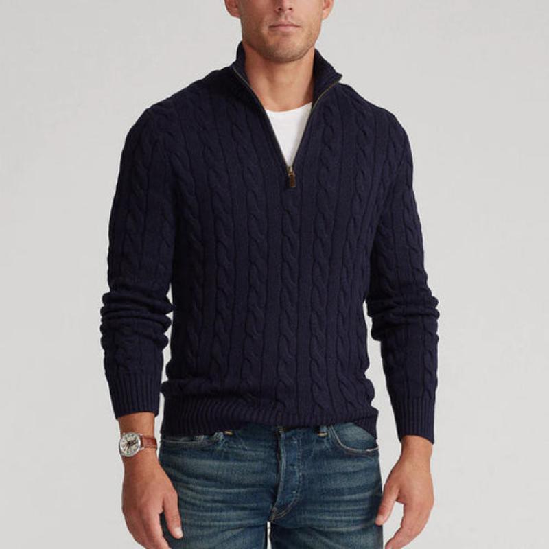 Baumwolle Halb-Zip Winterpullover Herren