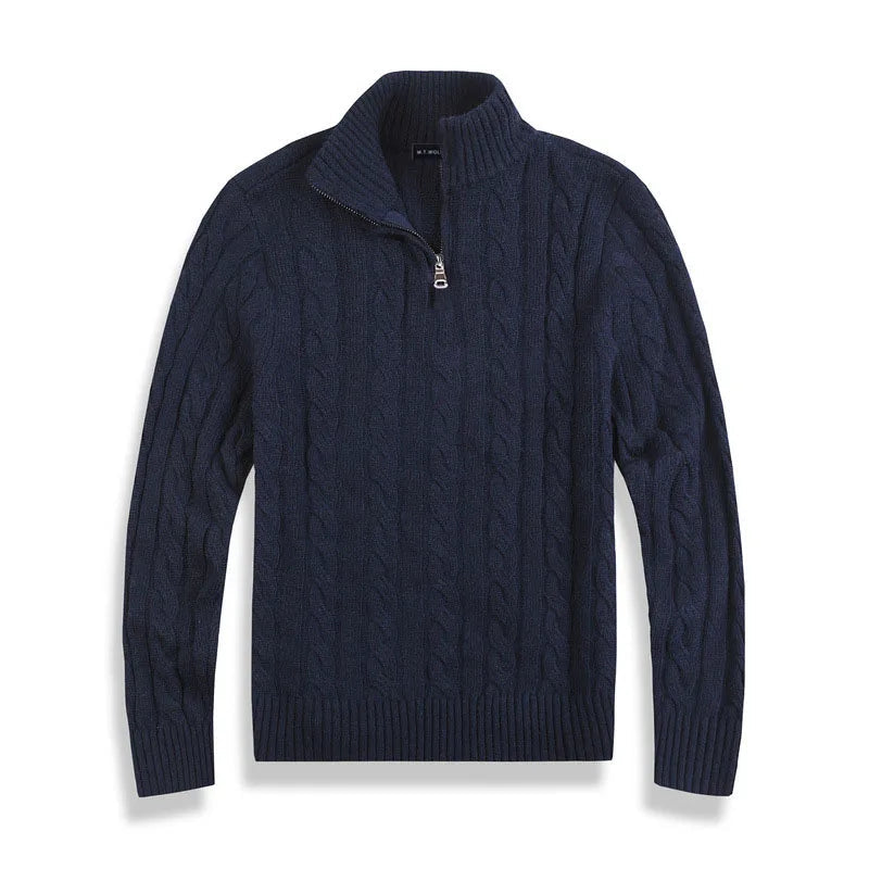 Baumwolle Halb-Zip Winterpullover Herren