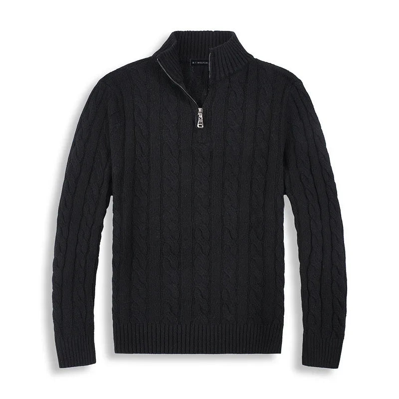 Baumwolle Halb-Zip Winterpullover Herren