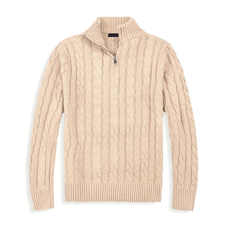 Baumwolle Halb-Zip Winterpullover Herren