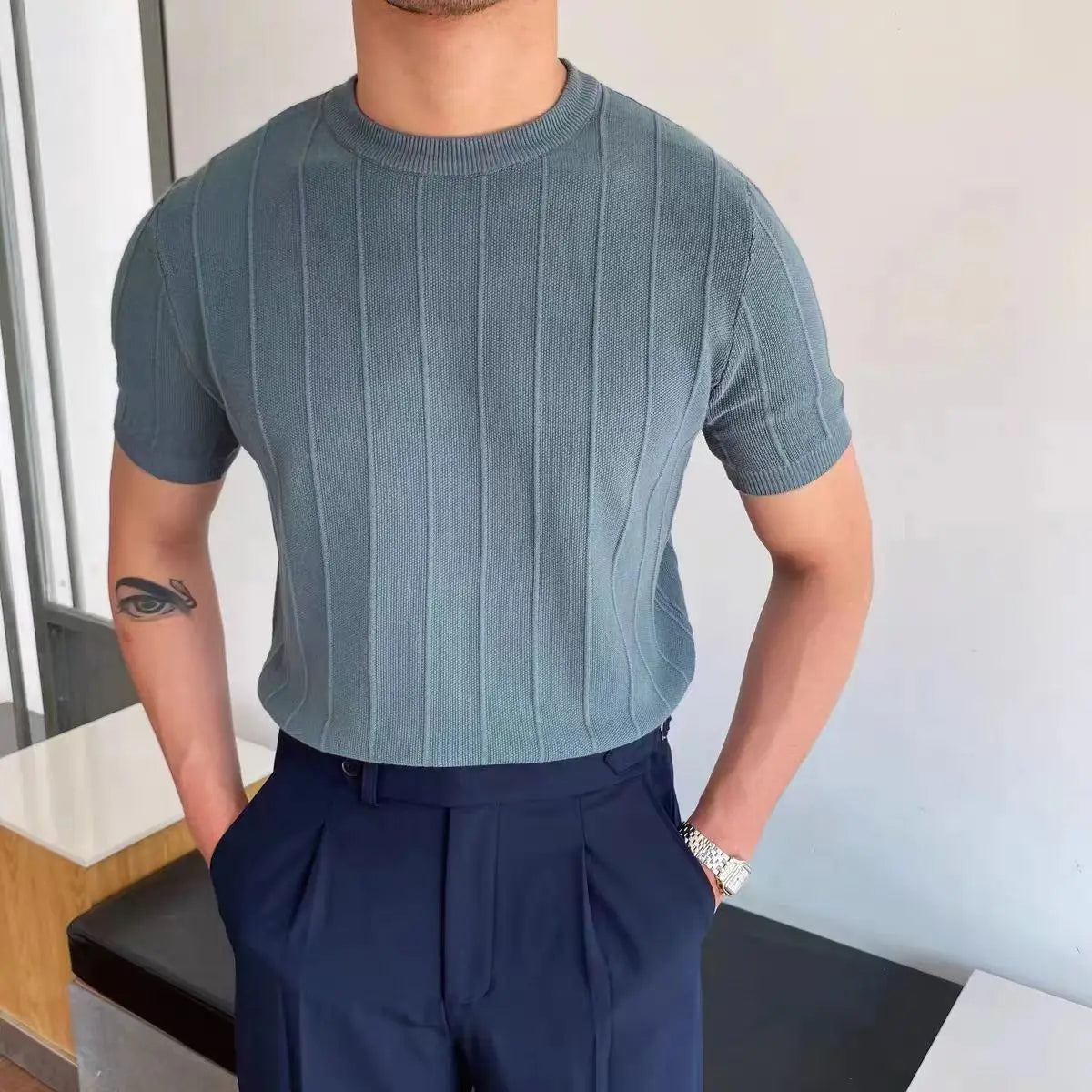 Kimo Herren T-Shirt | Hochwertige Eiskunstseide, Slim Fit Kurzarm