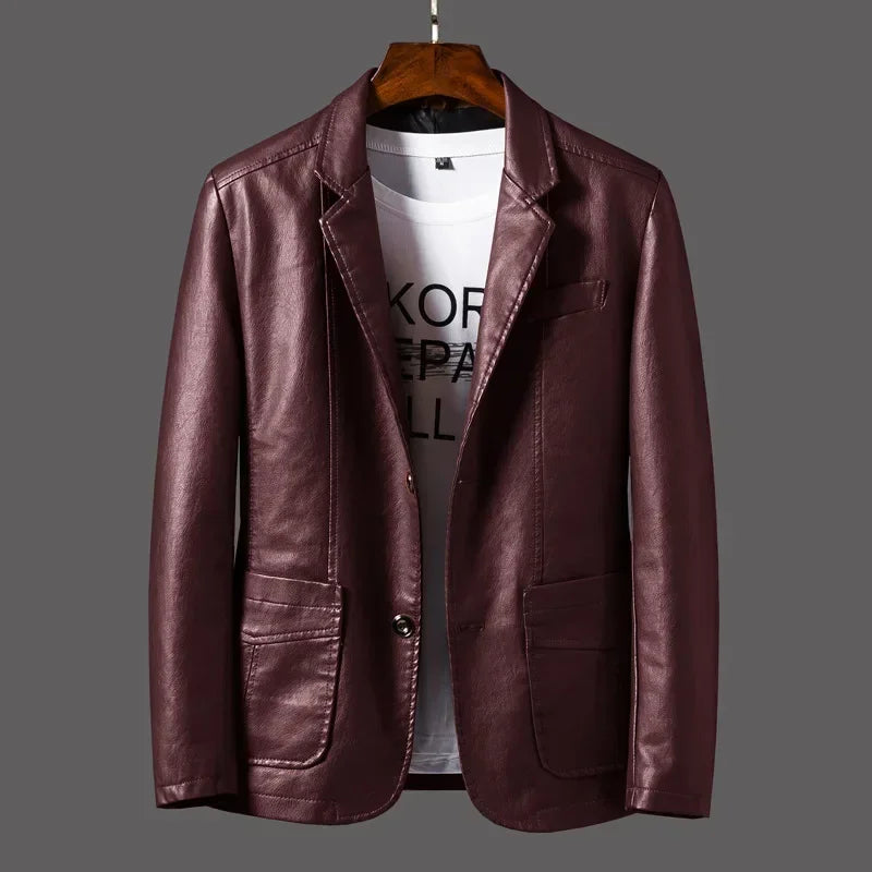 Maro Herren Lederjacke | Slim Fit, PU-Leder, Business Stil