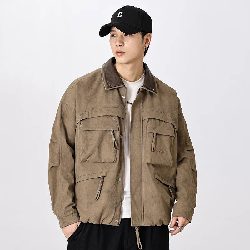 Max Herren Cargo Jacke | Vintage Polyester, Lässig