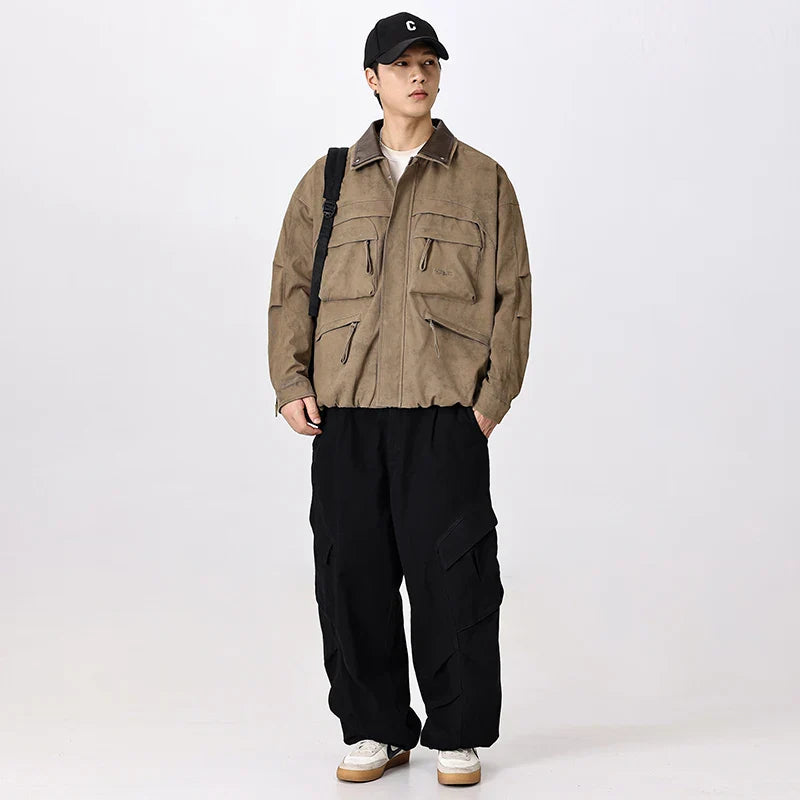 Max Herren Cargo Jacke | Vintage Polyester, Lässig