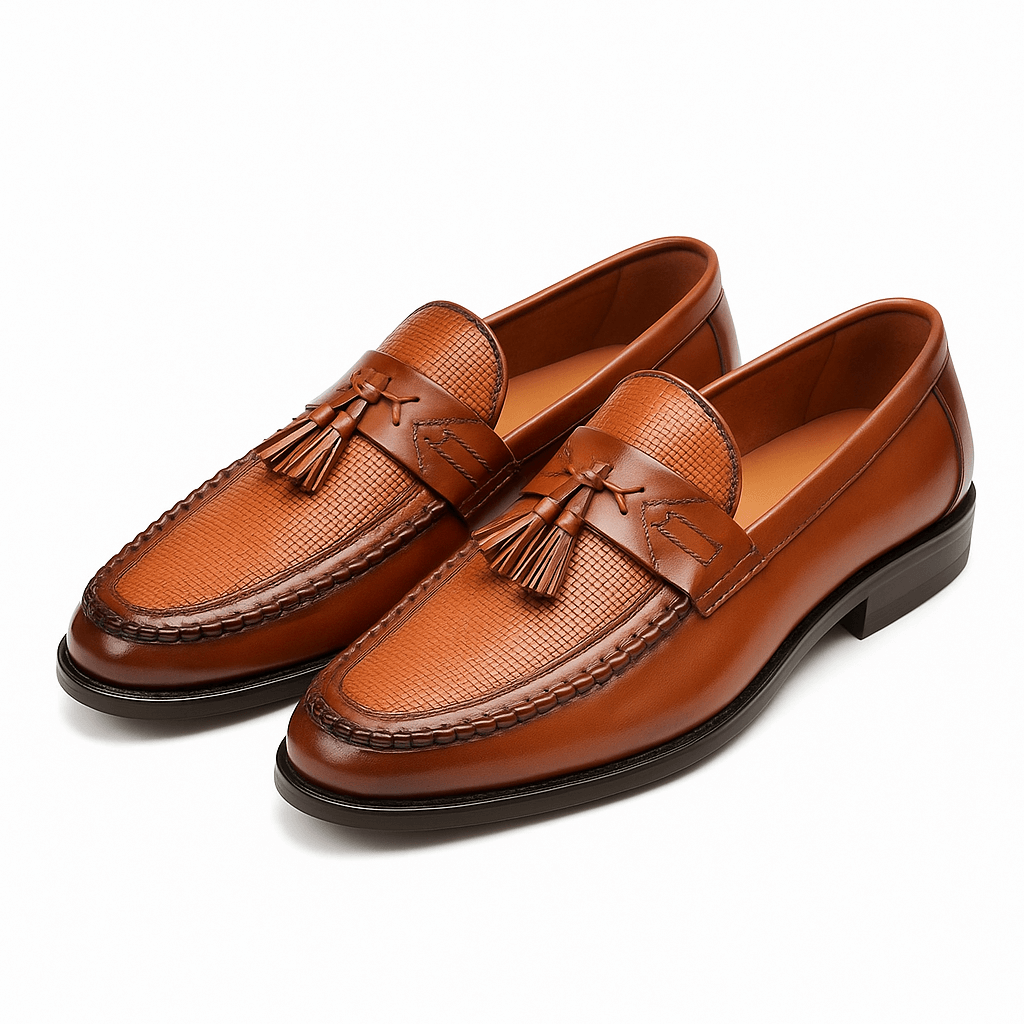 Herren Braune Gewebte Quasten Slipper für formelle und legere Anlässe