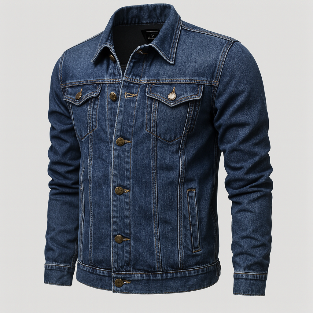 Herren Klassische Denim Truckerjacke für lässige Schichtung