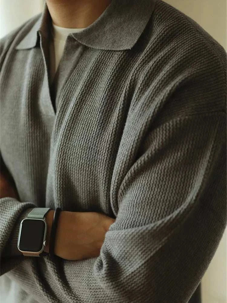 Herren Pullover mit umgeschlagenem Kragen