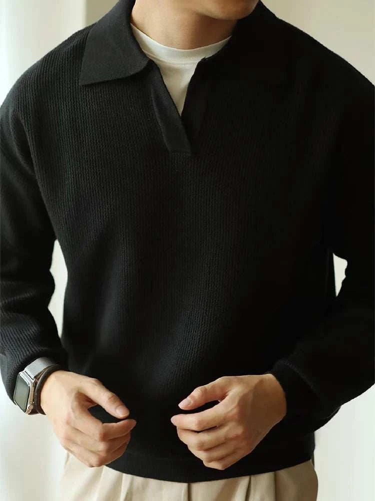 Herren Pullover mit umgeschlagenem Kragen