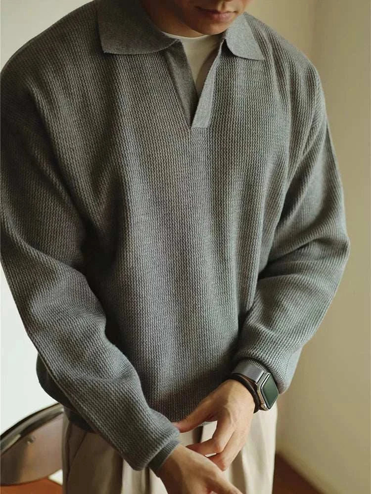 Herren Pullover mit umgeschlagenem Kragen