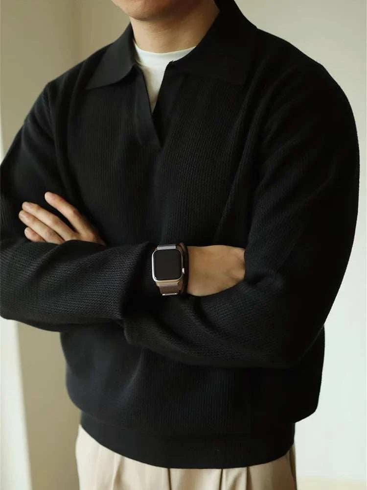 Herren Pullover mit umgeschlagenem Kragen