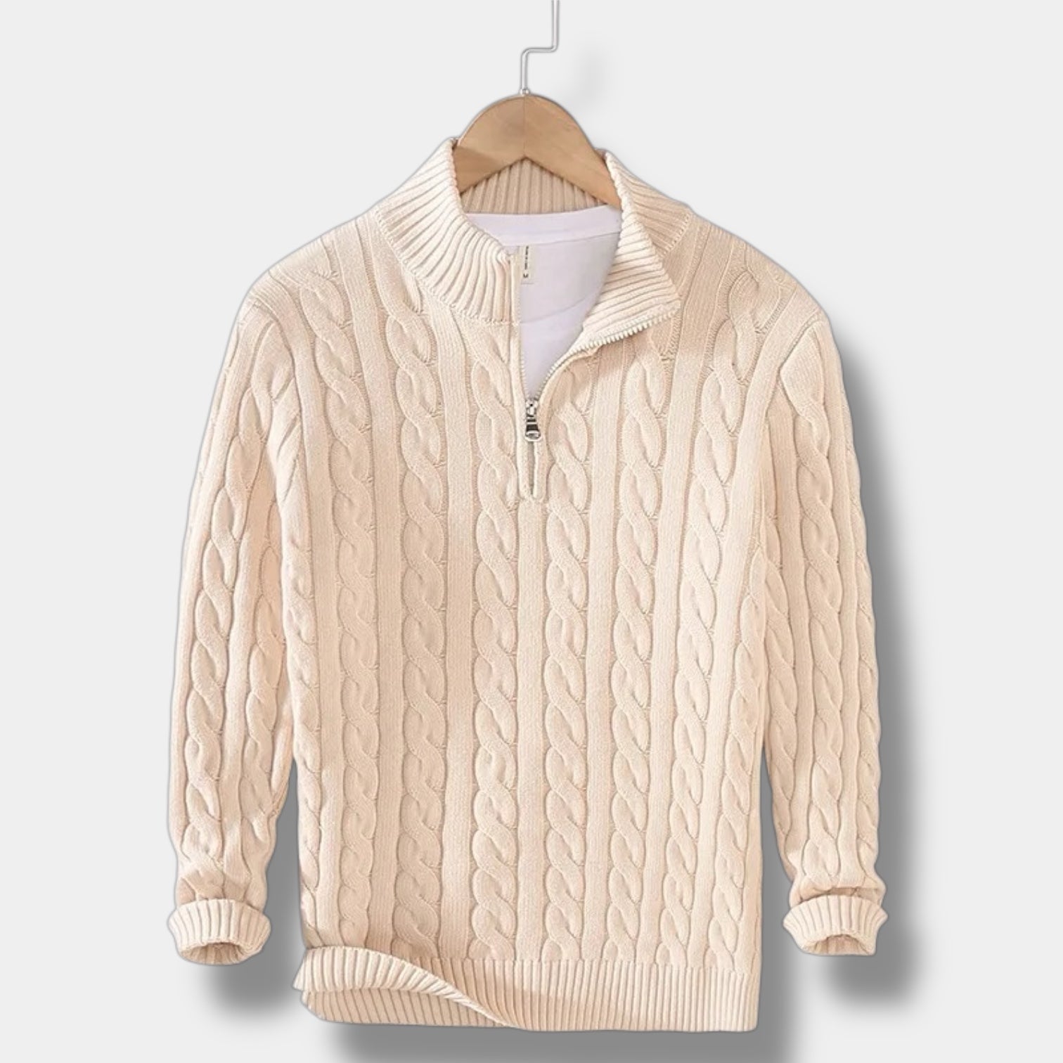 Herren Halbzip Pullover – Jacquard Strick Winterstil
