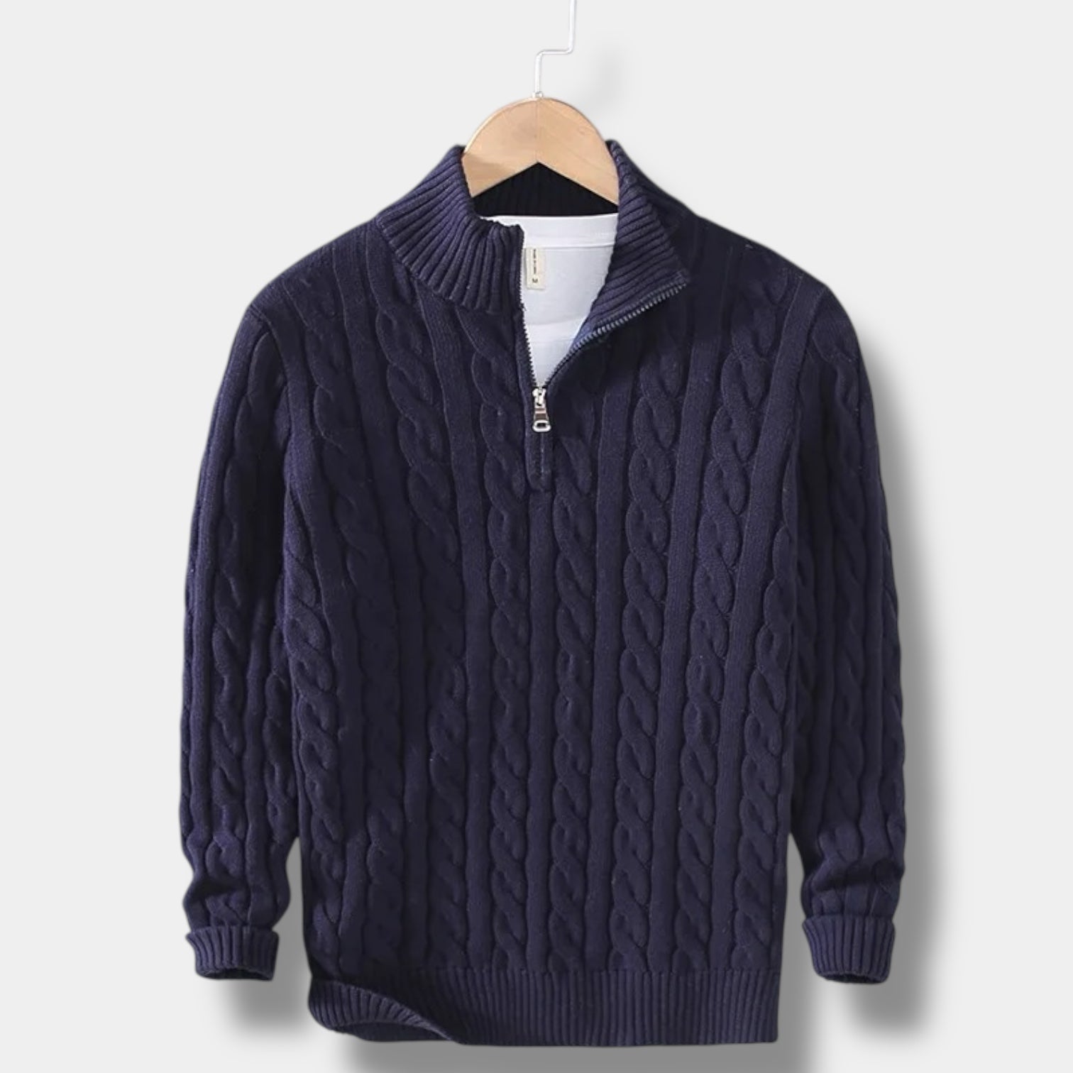 Herren Halbzip Pullover – Jacquard Strick Winterstil
