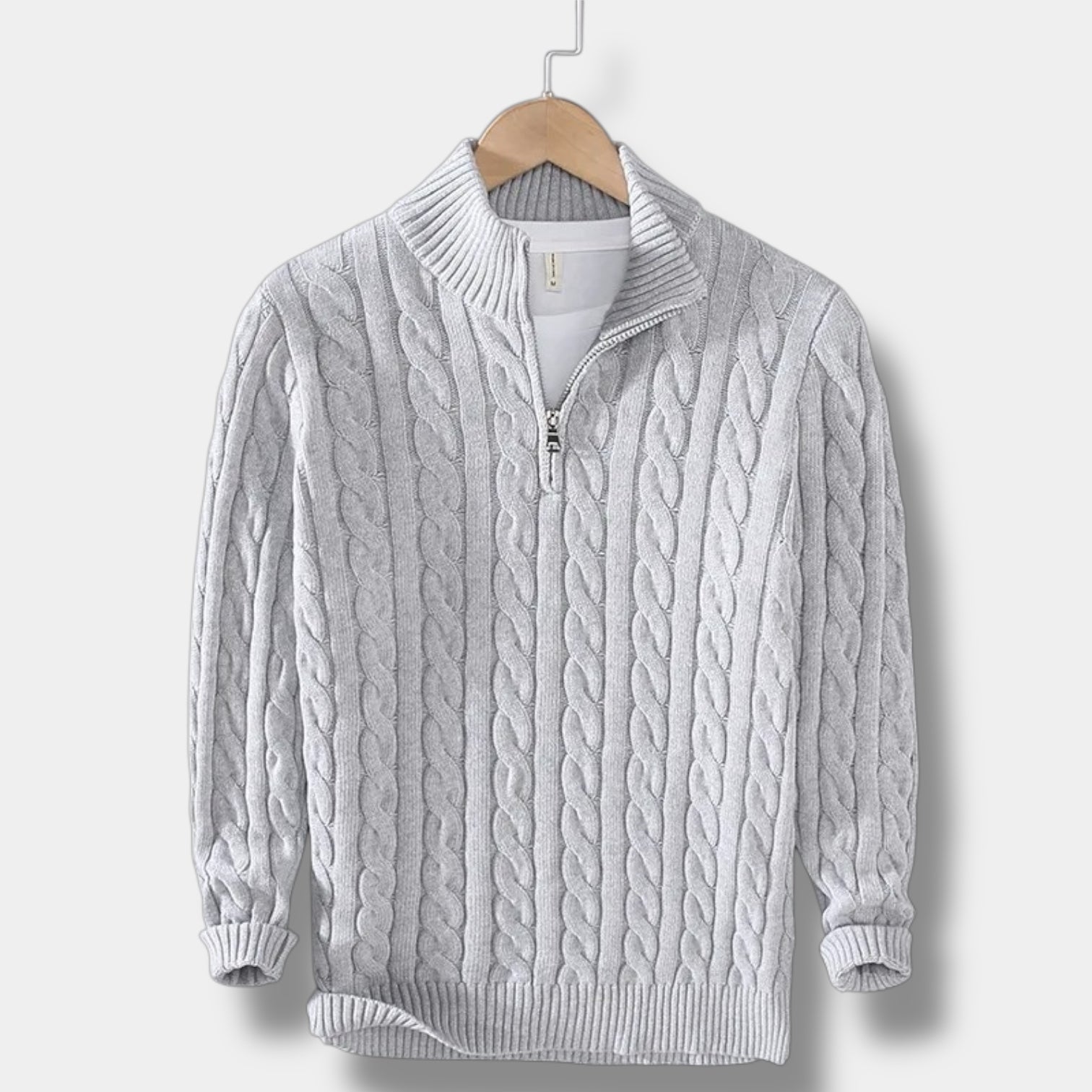 Herren Halbzip Pullover – Jacquard Strick Winterstil