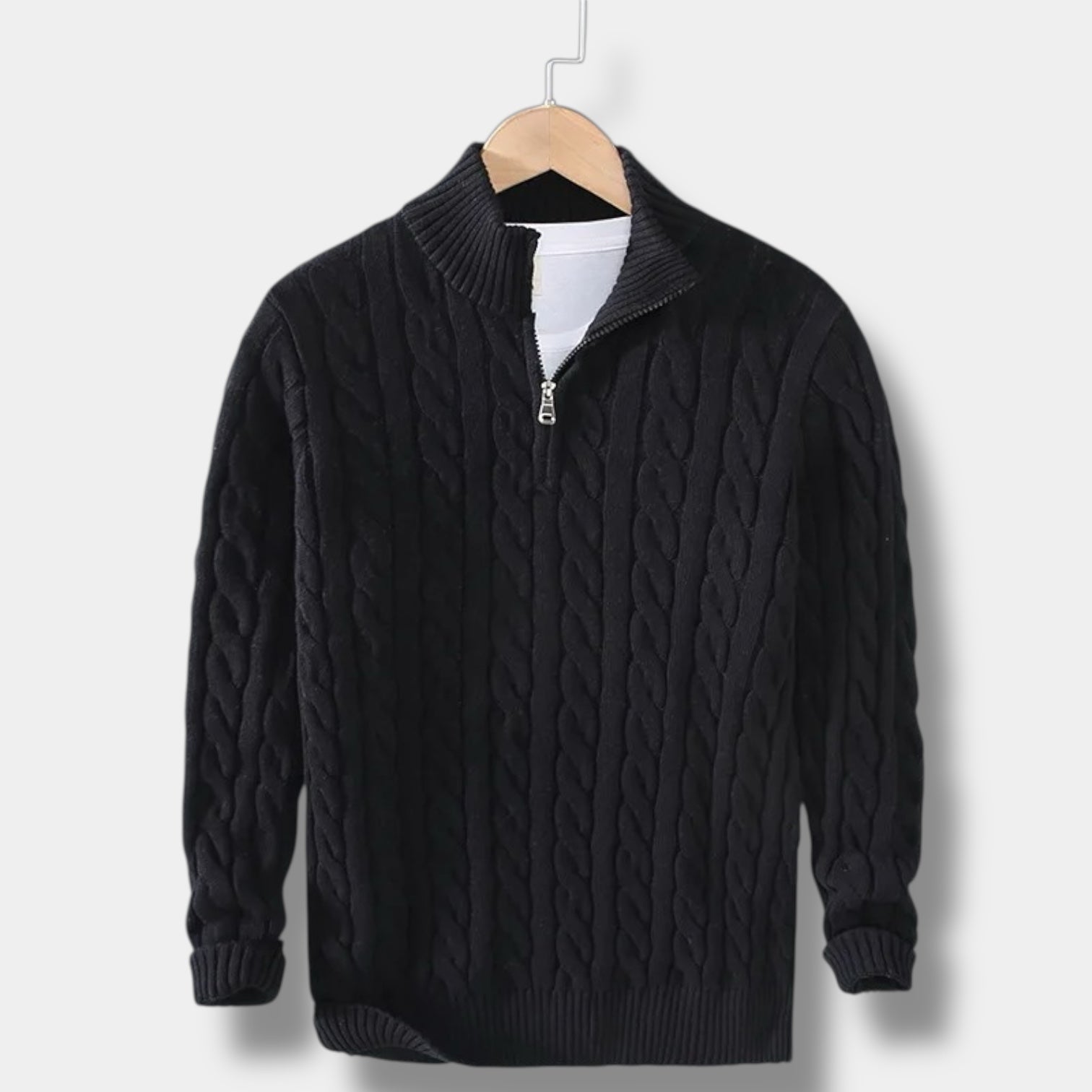 Herren Halbzip Pullover – Jacquard Strick Winterstil