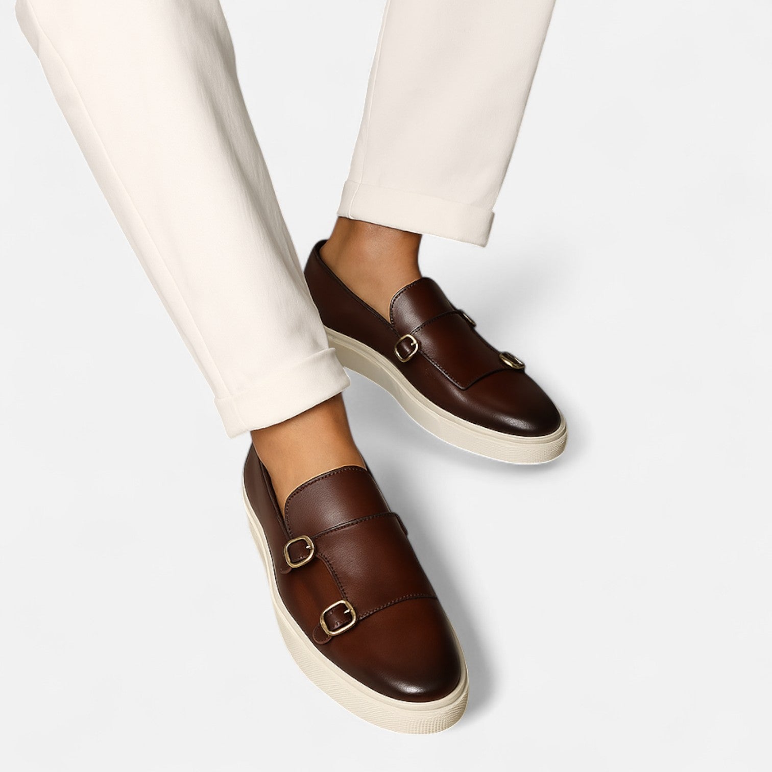 Herren Leder Schnallen Slipper