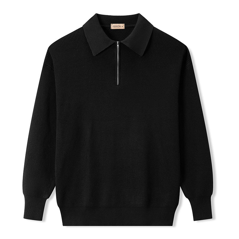 Herren Polo Pullover mit Reißverschluss - Weiches Strickmode-Oberteil