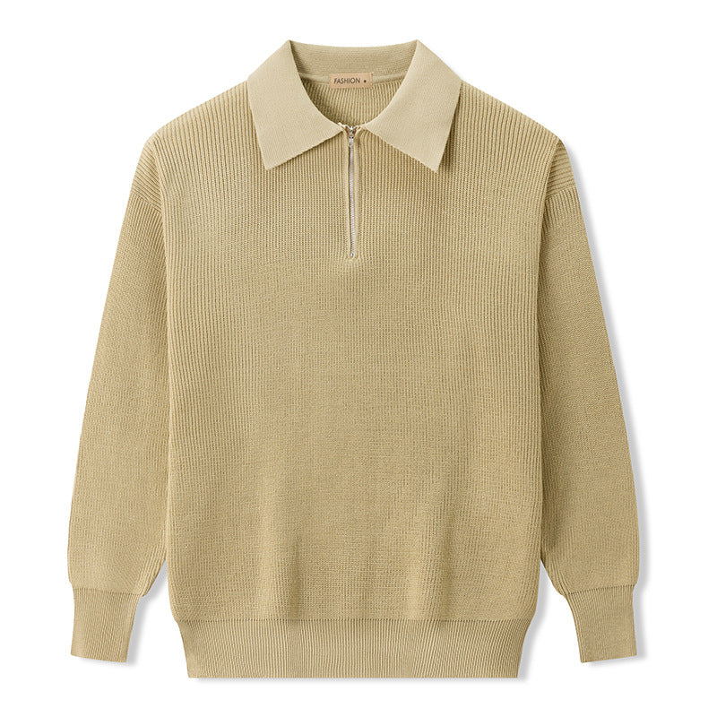 Herren Polo Pullover mit Reißverschluss - Weiches Strickmode-Oberteil