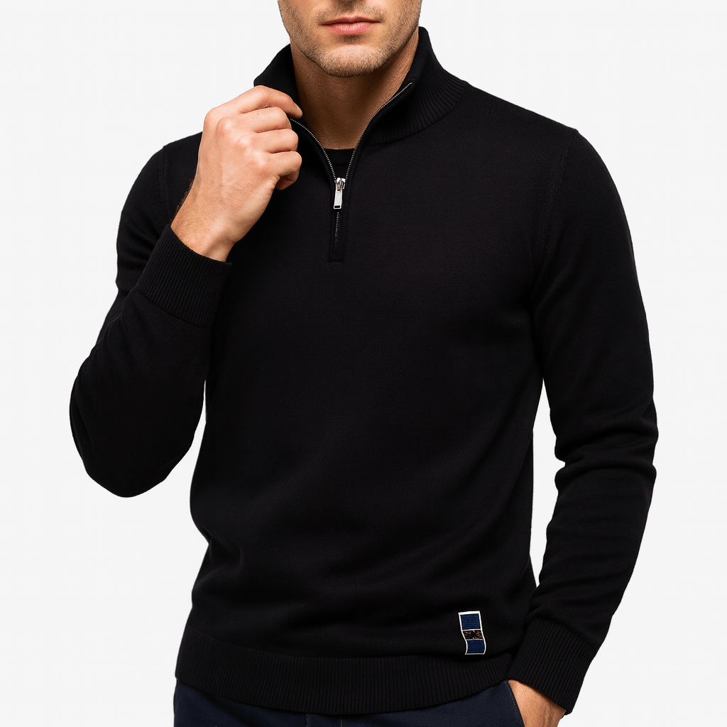 Herren Quarter-Zip Pullover - Figurbetontes Strickdesign