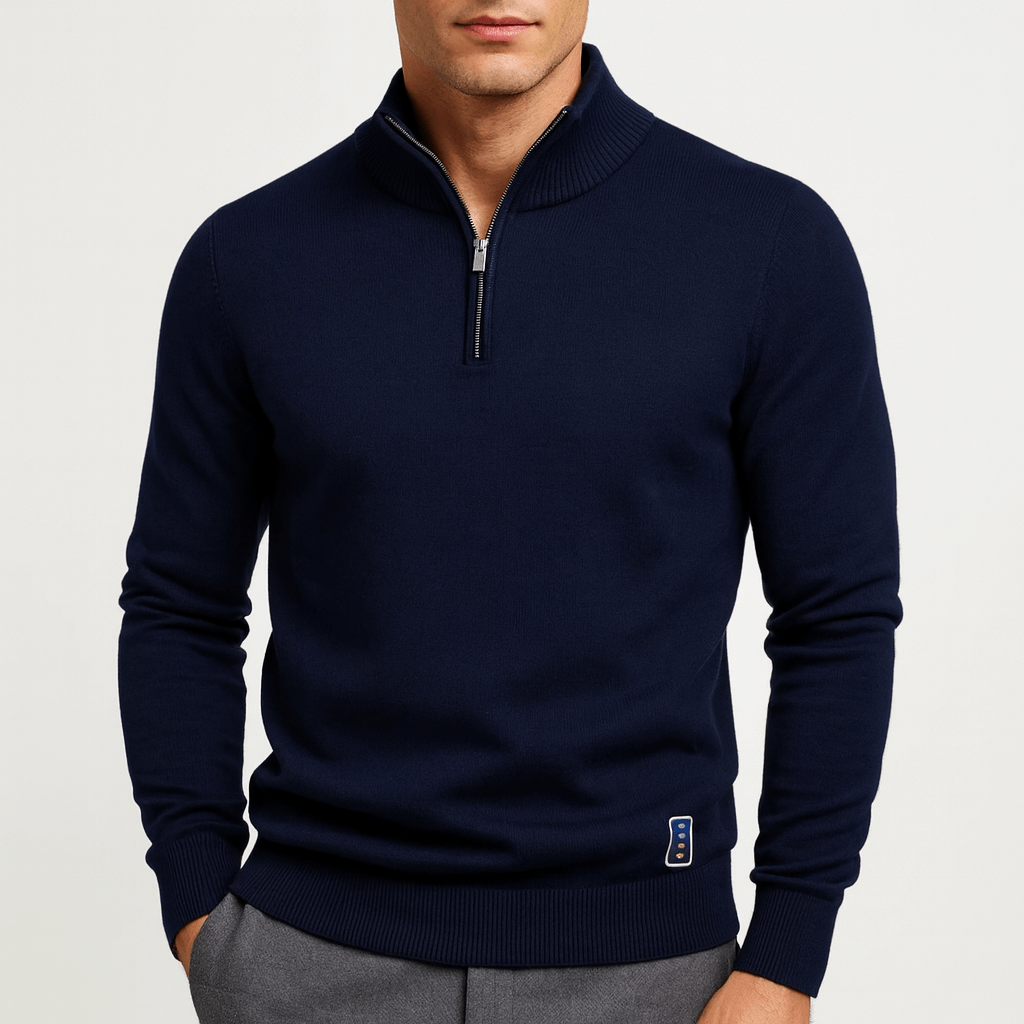Herren Quarter-Zip Pullover - Figurbetontes Strickdesign