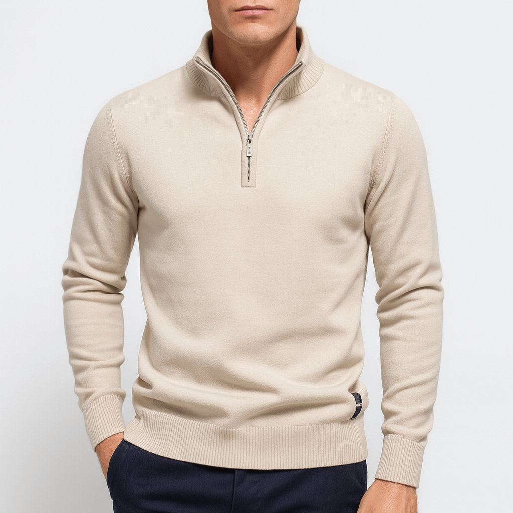 Herren Quarter-Zip Pullover - Figurbetontes Strickdesign