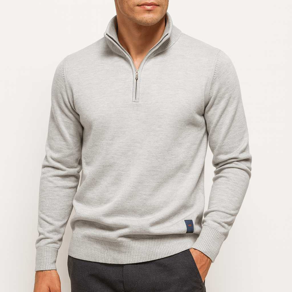 Herren Quarter-Zip Pullover - Figurbetontes Strickdesign