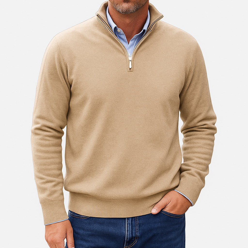 Herren Viertelzip-Pullover - Leichter Strickoberteil