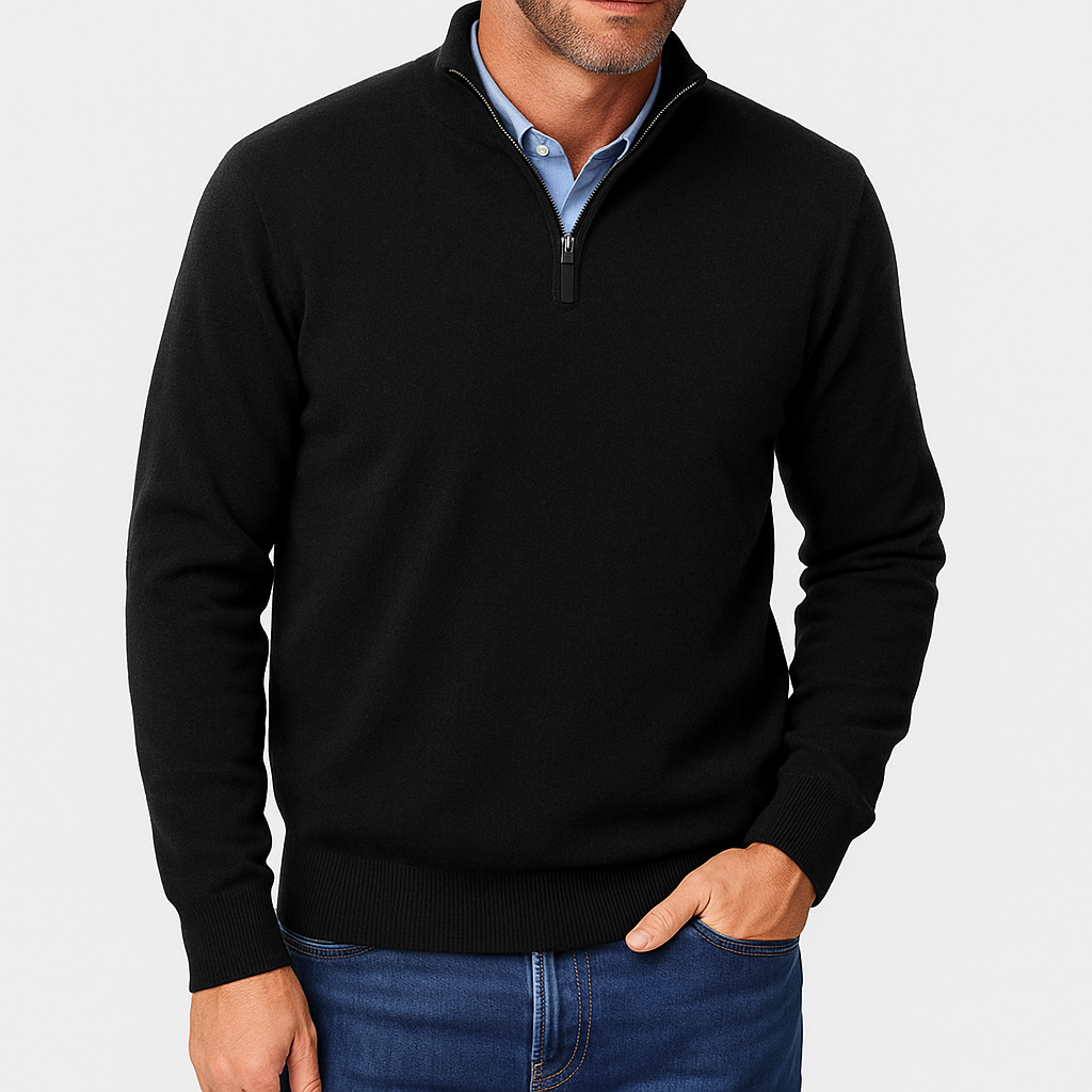 Herren Viertelzip-Pullover - Leichter Strickoberteil