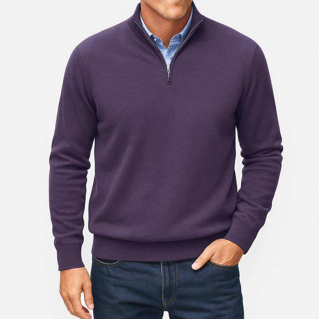 Herren Viertelzip-Pullover - Leichter Strickoberteil